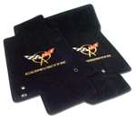 1-46716 1997-2004 Corvette Mats. Black W/Gold C5 Logo & Corvette Script