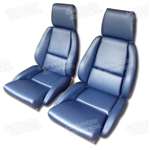 1-468574 1986-1988 Corvette Mounted Leather Seat Covers. Blue Standard No-Perforations