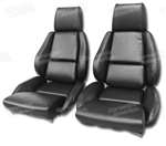 1-468820 Corvette Mounted Leather Like Seat Covers. Black Standard No-Perforations 1984-1985-1986-1987-1988