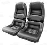 1-481420 1979-1982 Corvette Mounted Driver Leather Seat Covers. Black Leathr/Vinyl 2--Bolster