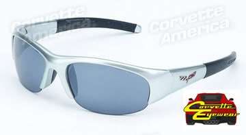 1-48513 Corvette  Sunglasses - Machine Silver with C6 Logo 1997-1998-1999-2000-2001-2002-2003-2004