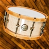 Curly maple stave snare with wood hoops