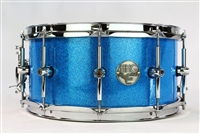 Custom stave snare with metallic flake lacquer