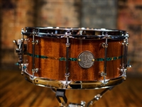 Mahogany stave snare with copper inlay