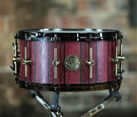 Purpleheart and ebony stave snare drum
