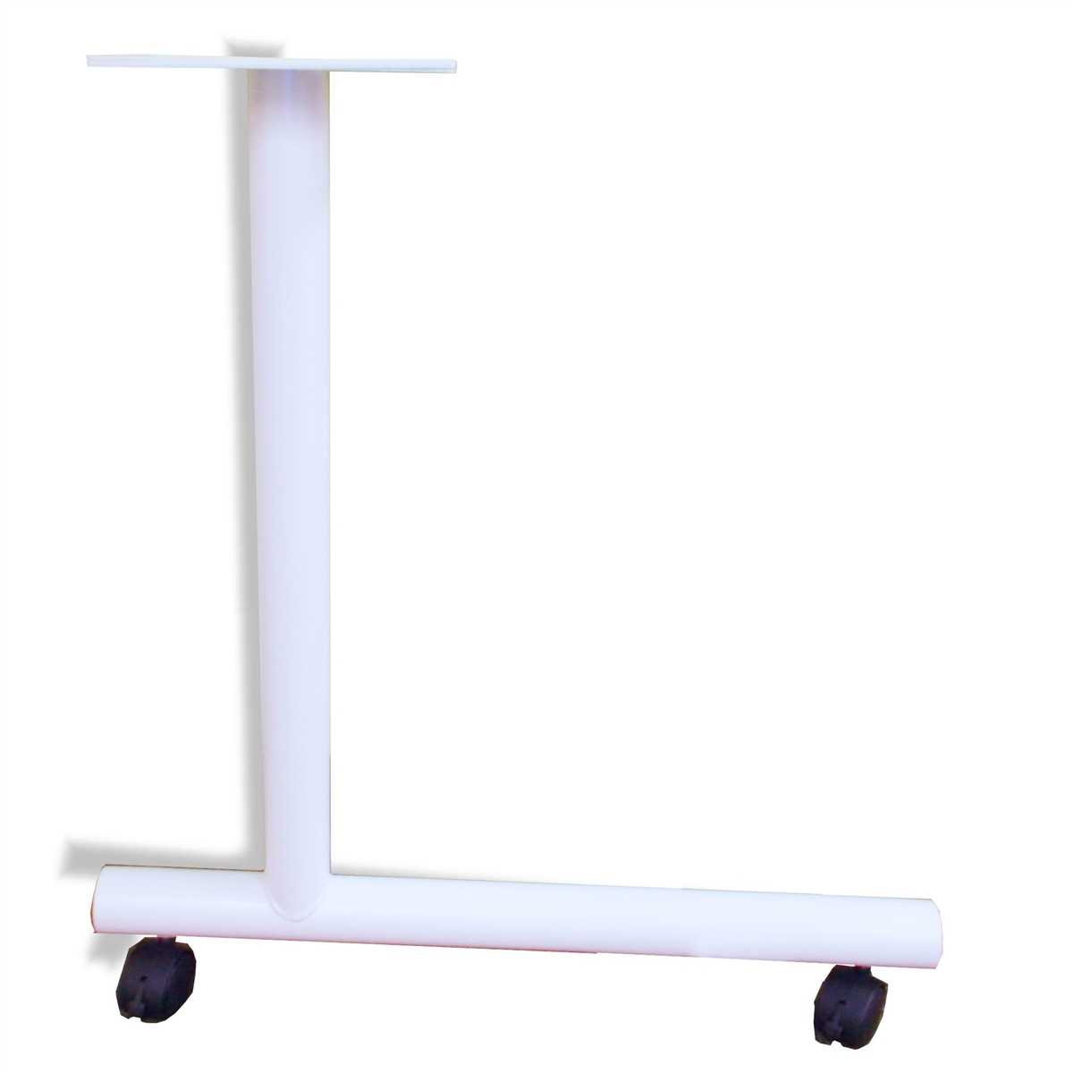 C-Shaped Metal Table Base With Locking Casters for 30" Deep Worktops -  White Finish