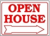 Stock Real Estate Signs 18" x 24" - OPEN HOUSE with Arrow (red print)