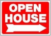 Stock Real Estate Signs 18" x 24" - OPEN HOUSE with Arrow (red background)