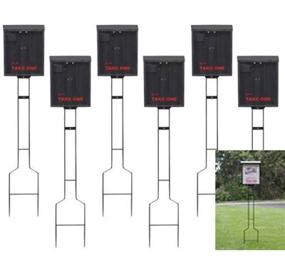 Outdoor Brochure Box on a Stake in Black - 6 Pack