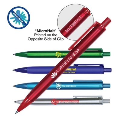 MicroHalt Gel Pen | Custom Printed Antimicrobial Gel Pen with Silk Screen Imprint