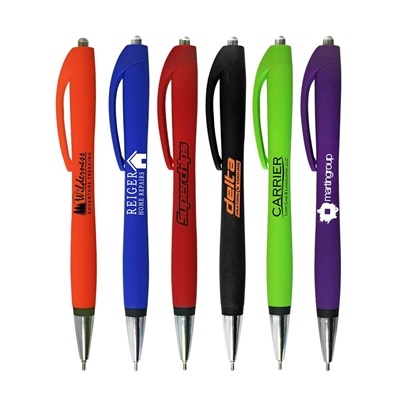 Halcyon Click Soft Touch Metal Pen | Custom Silk Screen Printed Promotional Pen