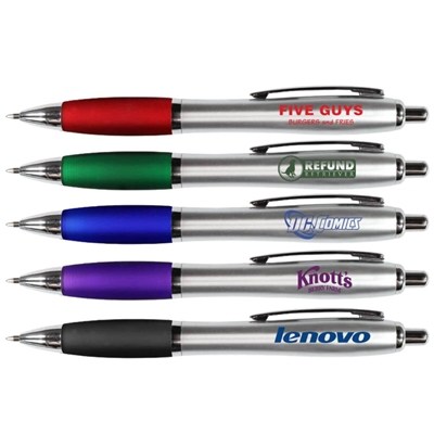 Silhouette Satin Rubber Grip Pen with Silk Screen Imprint | Custom Promotional Pens