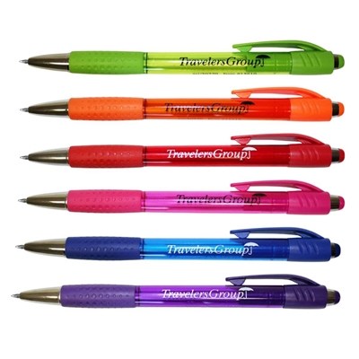 Mardi Gras Grip Pen with Silk Screen Imprint | Colorful Promotional Pens