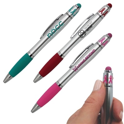 Ribbon Spin Top Pen with Stylus | Custom Silk Screen Printing for Promotional Pens