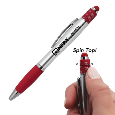 Firefighter Spin Top Pen/Stylus | Custom Silk Screen Promotional Pen for Fire Departments