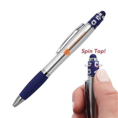 Police Spin Top Pen with Stylus | Custom Silk Screen Printed Promotional Pen
