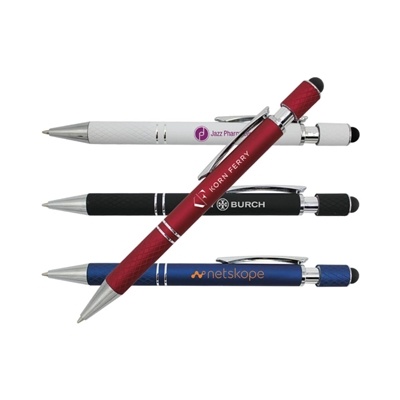 Halcyon Executive Metal Spin Top Pen with Stylus | Custom Silk Screen Promotional Pen