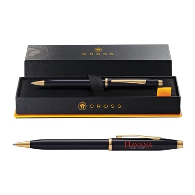 Cross Century II Black Lacquer Pen - Digital Full Color | Customizable Luxury Pen with Gold Accents
