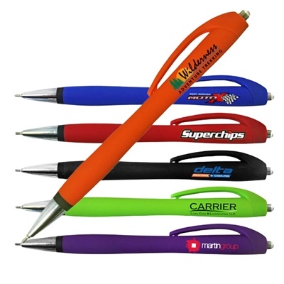 Halcyon Click Soft Touch Metal Pen | Custom Full-Color Pen with Chrome Accents
