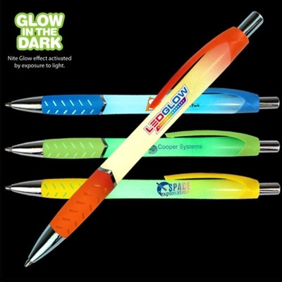 Nite Glow Rubber Grip Pen with Digital Full Color Imprint | Custom Promotional Pens