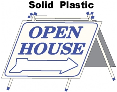 Solid Plastic Open House A Frame 6 Pack - White w Blue Print