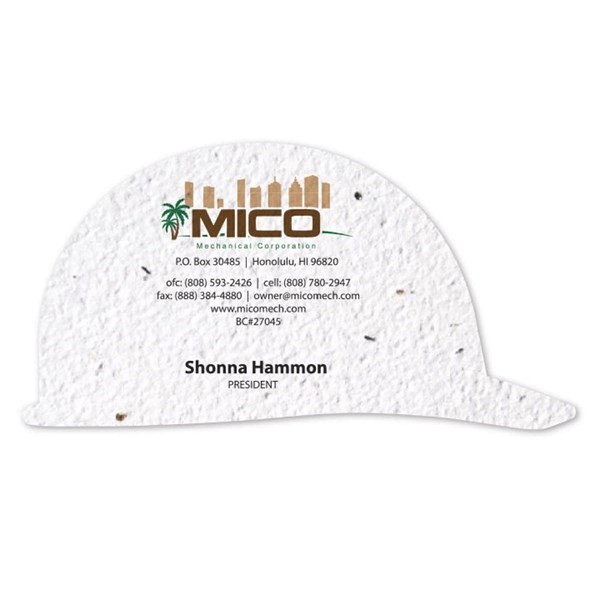 Hard Hat Shaped Seed Paper | Custom 1 Sided Eco-Friendly Promo Item