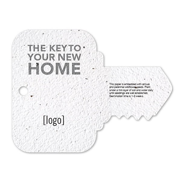 Custom Key Shaped Seed Paper | 1 Sided Imprint | Eco-Friendly Promotional Product