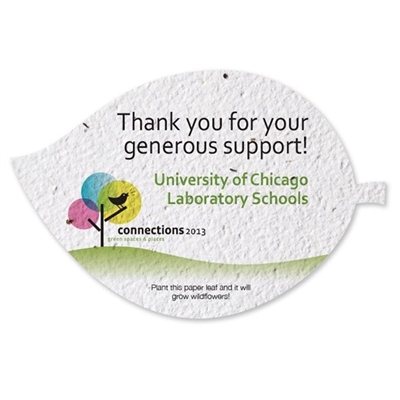 Leaf Shaped Seed Paper | Custom 2 Sided Imprint | Wildflower Seeds