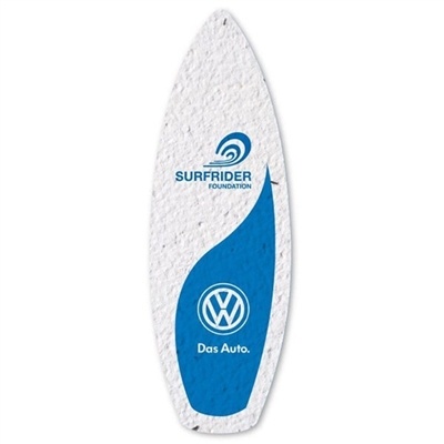 Surfboard Shaped Seed Paper | Custom 1 Sided Imprint | Wildflower Seeds