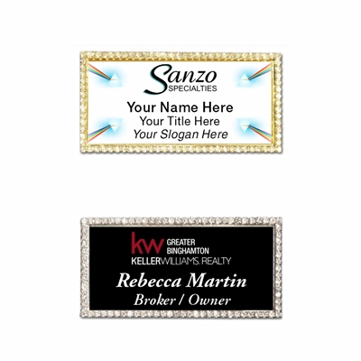 1.5x3 Full Color Bling Rhinestone Name Badge