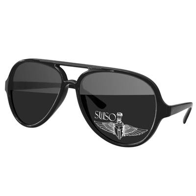 Recycled Aviator Sport Sunglasses | Corner Lens Logo with Custom Silk Screen Imprint