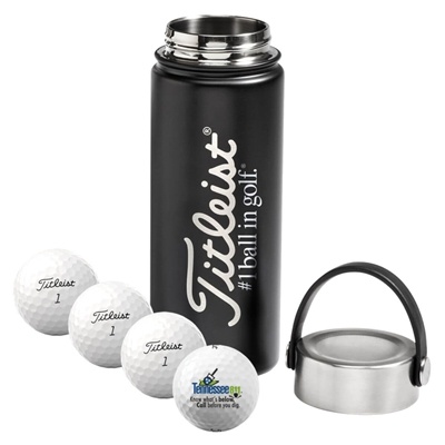 Personalized Titleist 4 Ball Metal Water Bottle | Custom Golf Balls & Hydration