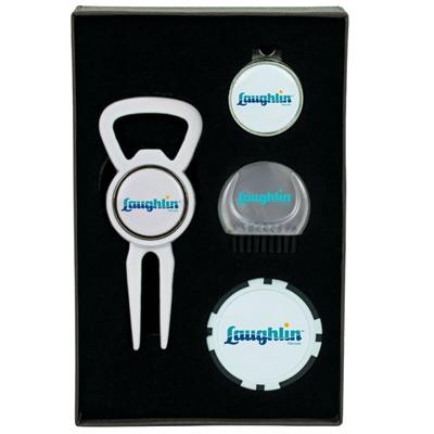 Personalized Golf Tool Gift Set | Divot Tool, D Brush, Hat Clip and Poker Chip
