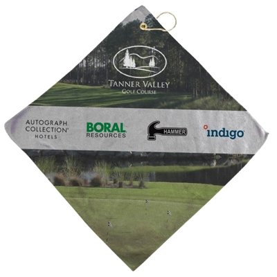 Custom 16" x 16" Full Bleed Microfiber Golf Towel | Vivid Dye Sublimation
