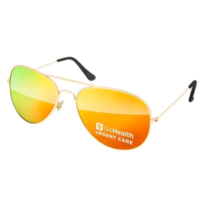 Metal Mirror Aviator Sunglasses | Custom Promotional Eyewear Silk Screen Imprint