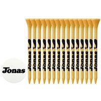 15 Bamboo Tees 3-1/4" with 1 Ball Marker | Eco-Conscious Golf Tees for Custom Branding