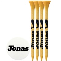 4 Bamboo Golf Tees with 1 Ball Marker | Eco-Friendly | One-Color Imprint Included