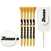 Custom Bamboo Tees and Tools Pack | Eco-Friendly Golf Accessories for Promotions | Pack of 5