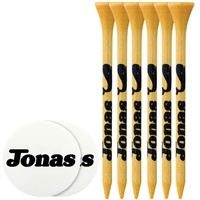 Bamboo Golf Tees 2 3/4" with Ball Markers | Custom Imprint | Pack of 6