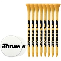 8 Bamboo Golf Tees 2 3/4" with 2 Ball Markers | Eco-Friendly, Durable, Customizable