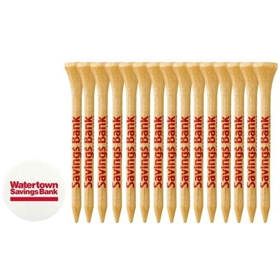 Custom 15 Wood Tees 2-3/4" with 1 Ball Marker | Golf Tees for Custom Branding
