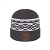 Diamond Pattern Knit Cap with Cuff | Custom Knit Beanie with Silver & White Design