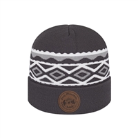 Diamond Pattern Knit Cap with Cuff | Custom Knit Beanie with Silver & White Design