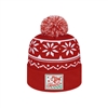 Snowflake Knit Cap with Cuff | Custom Holiday Knit Beanie | Two-Color Pom