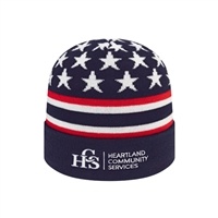 Flag Knit Cap with Cuff | Embroidery | USA Flag Knit Beanie | Promotional Products