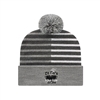 Half Color Knit Cap with Cuff | Custom Split Stripe Beanie with Pom