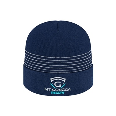 Thin Striped Knit Cap with Cuff | Custom Embroidery | Promotional Knit Caps
