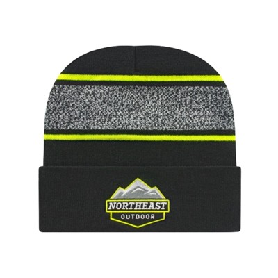 Variegated Striped Knit Cap with Cuff | Custom Embroidery | Promotional Caps