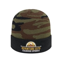 Woodland Camouflage Knit Cap | Solid Color Cuff | Custom Embroidery | Outdoor Promotions