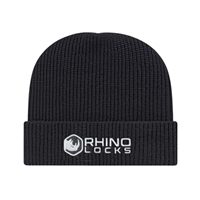 Ribbed Knit Cap with Cuff | Custom Embroidery | 100% Acrylic | Neon Blaze
